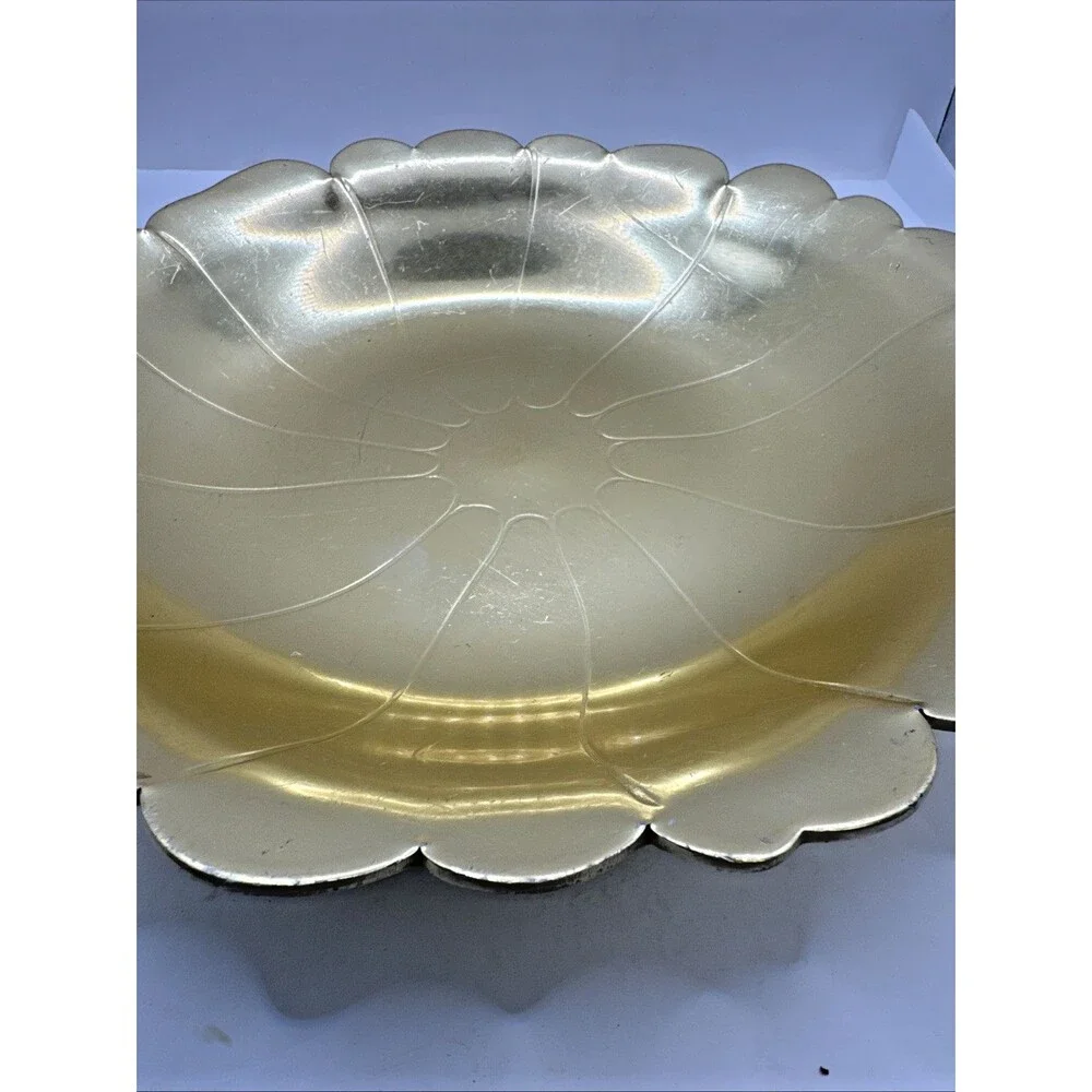 MCM Neocraft Everlast Metal Gold Anodized Aluminum Bowl Trinket Dish 10.25 in